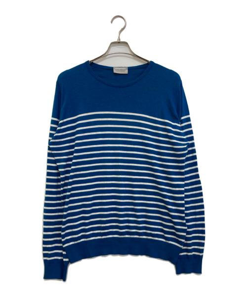 JOHN SMEDLEY（ジョンスメドレー）JOHN SMEDLEY (ジョンスメドレー) ボーダーニット ブルー サイズ:Lの古着・服飾アイテム