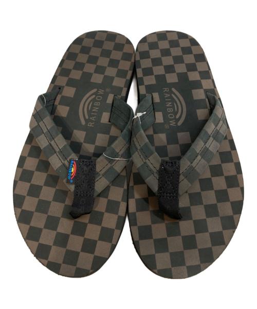 RAINBOW SANDALS（レインボーサンダル）RAINBOW SANDALS (レインボーサンダル) Ron Herman (ロンハーマン) 別注シングルレイヤー チェック サンダル ブラウン サイズ:UK9.5 未使用品の古着・服飾アイテム