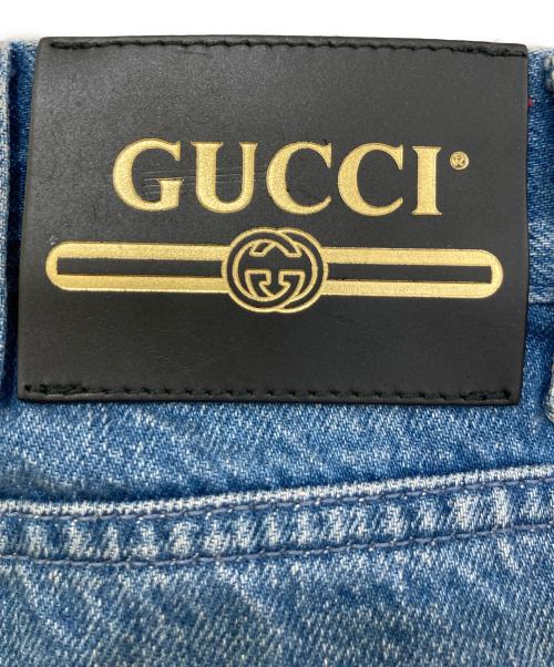 GUCCI（グッチ）GUCCI (グッチ) ストロベリー刺繍ボタンフライデニムパンツ 557960 XDAH0 インディゴ サイズ:22の古着・服飾アイテム