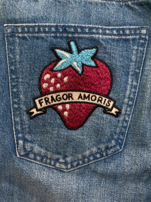 GUCCI（グッチ）GUCCI (グッチ) ストロベリー刺繍ボタンフライデニムパンツ 557960 XDAH0 インディゴ サイズ:22の古着・服飾アイテム