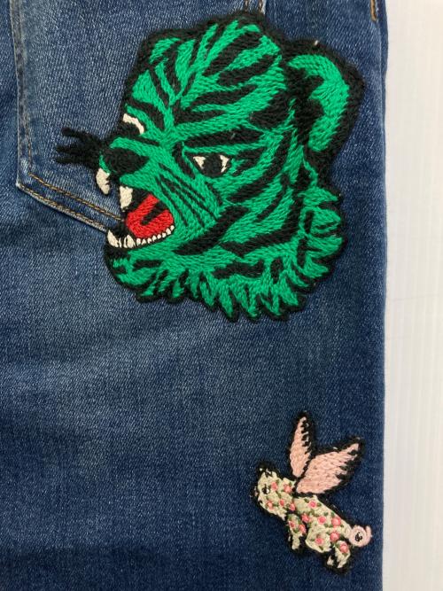 GUCCI（グッチ）GUCCI (グッチ) 刺繍デニムパンツ　502797 XDATK インディゴ サイズ:25の古着・服飾アイテム