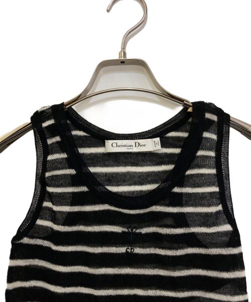 Christian Dior（クリスチャン ディオール）Christian Dior (クリスチャン ディオール) Ribbed Wool Knit Mariniere Tank Top　444T06AM228 ホワイト×ブラック サイズ:34の古着・服飾アイテム
