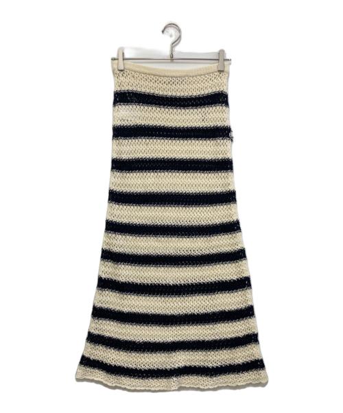 Christian Dior（クリスチャン ディオール）Christian Dior (クリスチャン ディオール) ニットスカート アイボリー×ネイビー サイズ:34の古着・服飾アイテム
