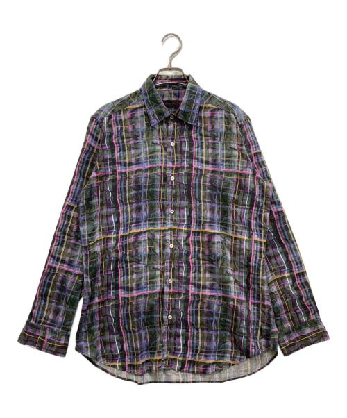 ETRO（エトロ）ETRO (エトロ) チェックシャツ パープル サイズ:Mの古着・服飾アイテム