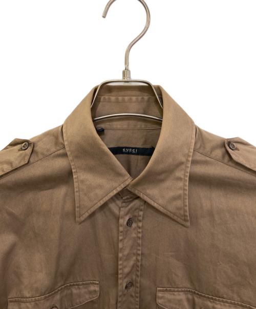 GUCCI（グッチ）GUCCI (グッチ) サファリシャツ　106010.23165 ブラウン サイズ:38/15の古着・服飾アイテム