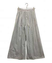MM6 Maison Margiela（エムエムシックスメゾンマルジェラ）の古着「ワイドストライプパンツ」｜ホワイト×グレー