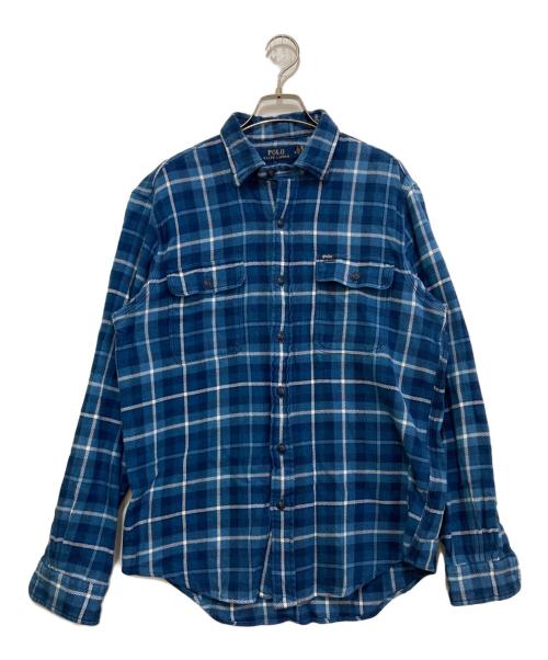 POLO RALPH LAUREN（ポロ・ラルフローレン）POLO RALPH LAUREN (ポロ・ラルフローレン) indigo classic/チェックネルシャツ ブルー サイズ:Mの古着・服飾アイテム