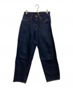 CUT-RATEカットレイト）の古着「LEATHER COMBINATION DENIM PANTS」｜インディゴ