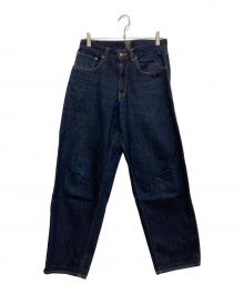 CUT-RATE（カットレイト）の古着「LEATHER COMBINATION DENIM PANTS」｜インディゴ