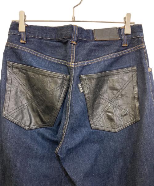 CUT-RATE（カットレイト）CUT-RATE (カットレイト) LEATHER COMBINATION DENIM PANTS インディゴ サイズ:Sの古着・服飾アイテム