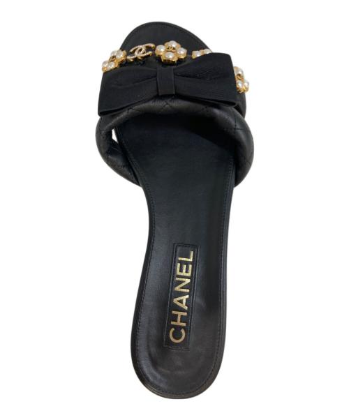CHANEL（シャネル）CHANEL (シャネル) ココマーク クローバー リボンサンダル ブラック サイズ:39Cの古着・服飾アイテム