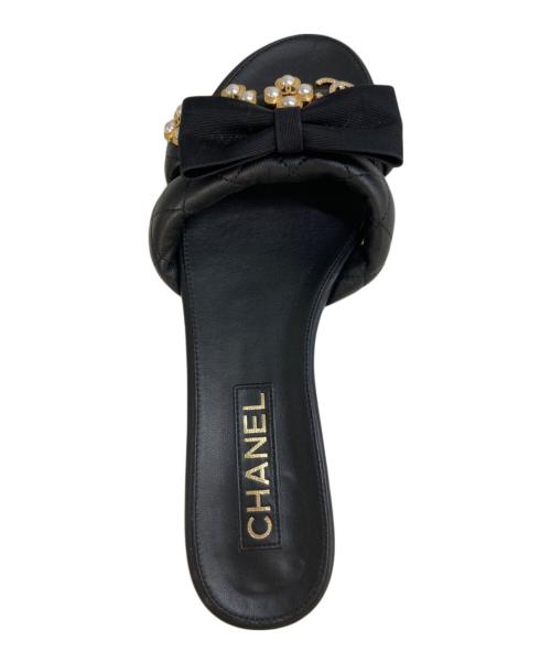 CHANEL（シャネル）CHANEL (シャネル) ココマーク クローバー リボンサンダル ブラック サイズ:39Cの古着・服飾アイテム