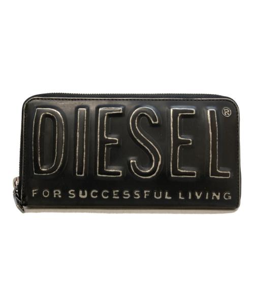 DIESEL（ディーゼル）DIESEL (ディーゼル) ラウンドファスナー財布 ブラックの古着・服飾アイテム