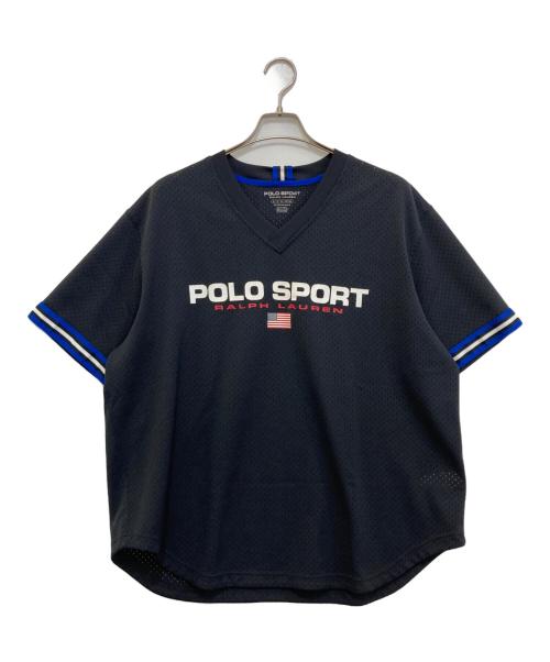 POLO SPORT（ポロスポーツ）POLO SPORT (ポロスポーツ) ロゴメッシュゲームシャツ ブラック サイズ:XLの古着・服飾アイテム