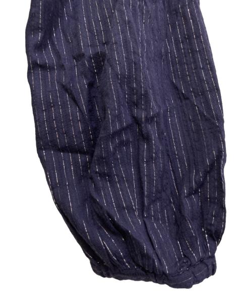 sara mallika（サラマリカ）sara mallika (サラマリカ) Cotton Stripe Jacquard Shirring Dress 020451SK1 ネイビー サイズ:Mの古着・服飾アイテム