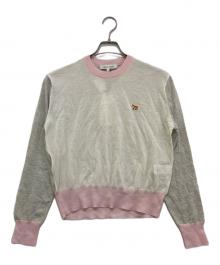 maison kitsune（メゾンキツネ）の古着「ベビー フォックス パッチ カラー ブロック ジャンパー　MW00808KT1036」｜グレー×ピンク