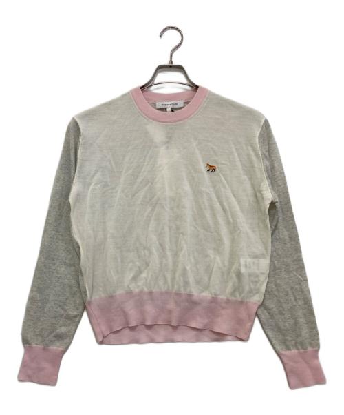 maison kitsune（メゾンキツネ）maison kitsune (メゾンキツネ) ベビー フォックス パッチ カラー ブロック ジャンパー　MW00808KT1036 グレー×ピンク サイズ:L 未使用品の古着・服飾アイテム