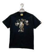 A BATHING APEアベイシングエイプ）の古着「Map Camo College Milo Tee　002TEL301007M」｜ブラック