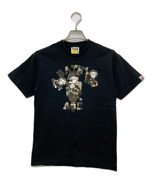 A BATHING APE（アベイシングエイプ）A BATHING APE (アベイシングエイプ) Map Camo College Milo Tee　002TEL301007M ブラック サイズ:Sの古着・服飾アイテム