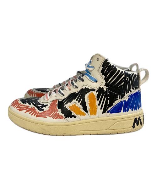 VEJA（ヴェジャ）VEJA (ヴェジャ) MARNI (マルニ) ペイントミッドカットスニーカー ホワイト×ブルー サイズ:22の古着・服飾アイテム