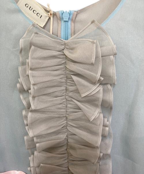 GUCCI（グッチ）GUCCI (グッチ) シルクノースリーブリボンワンピース　563140 ブルー サイズ:12の古着・服飾アイテム
