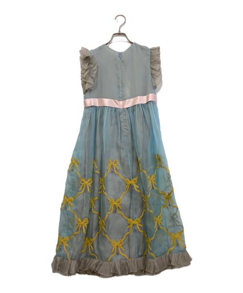GUCCI（グッチ）GUCCI (グッチ) シルクノースリーブリボンワンピース　563140 ブルー サイズ:12の古着・服飾アイテム