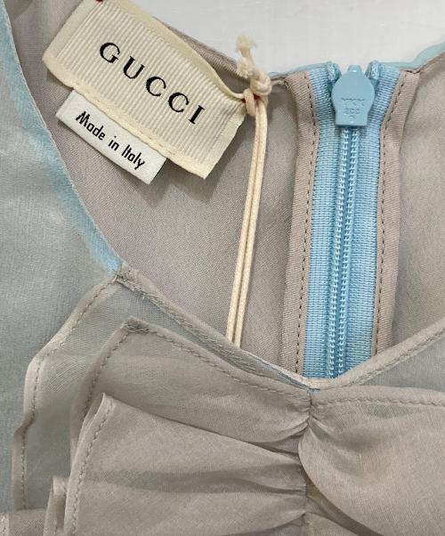 GUCCI（グッチ）GUCCI (グッチ) シルクノースリーブリボンワンピース　563140 ブルー サイズ:12の古着・服飾アイテム