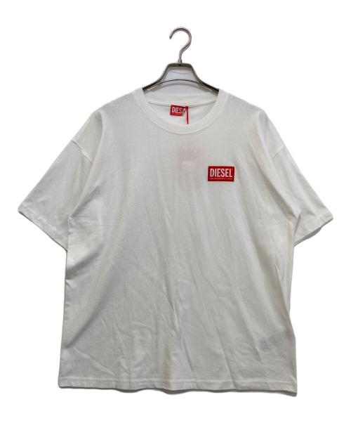 DIESEL（ディーゼル）DIESEL (ディーゼル) T-BOXT-LAB ジャカード ロゴ パッチ T シャツ ホワイト サイズ:Lの古着・服飾アイテム