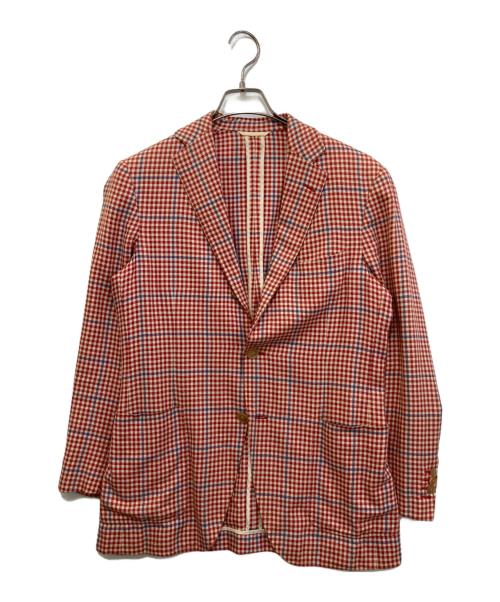 Belvest（ベルヴェスト）Belvest (ベルヴェスト) 千鳥格子チェック3Bジャケット レッド サイズ:44の古着・服飾アイテム