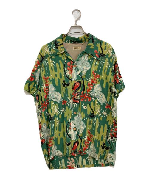 KEONI OF HAWAII（ケオニオブハワイ）KEONI OF HAWAII (ケオニオブハワイ) アロハシャツ グリーン サイズ:Lの古着・服飾アイテム