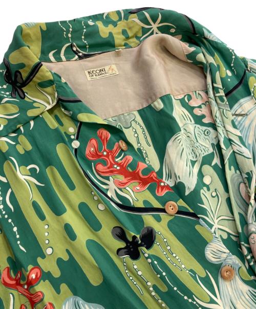 KEONI OF HAWAII（ケオニオブハワイ）KEONI OF HAWAII (ケオニオブハワイ) アロハシャツ グリーン サイズ:Lの古着・服飾アイテム