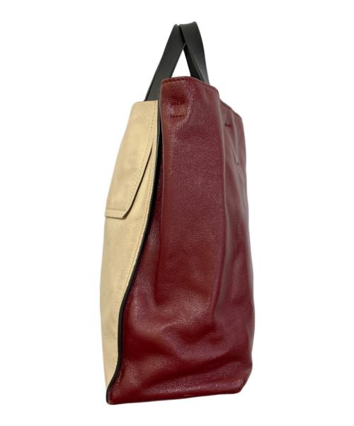 MARNI（マルニ）MARNI (マルニ) ミュゼオ ソフト レザートートバッグ アイボリー×ボルドーの古着・服飾アイテム
