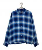 MINEDENIMマインデニム）の古着「R.Flannel Ombre Open Collar SH」｜ネイビー