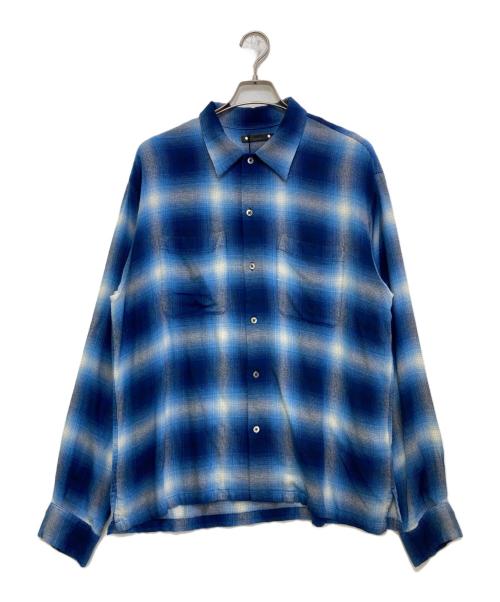 MINEDENIM（マインデニム）MINEDENIM (マインデニム) R.Flannel Ombre Open Collar SH ネイビー サイズ:2の古着・服飾アイテム