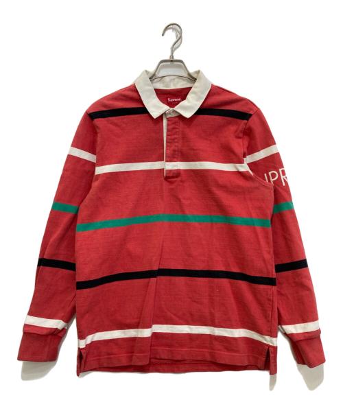 SUPREME（シュプリーム）SUPREME (シュプリーム) stripes rugby レッド サイズ:Lの古着・服飾アイテム