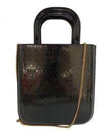 Saint Laurent Paris（サンローランパリ）の古着「オールオーバー ロゴエンボス トートバッグ　715201」｜ブラック