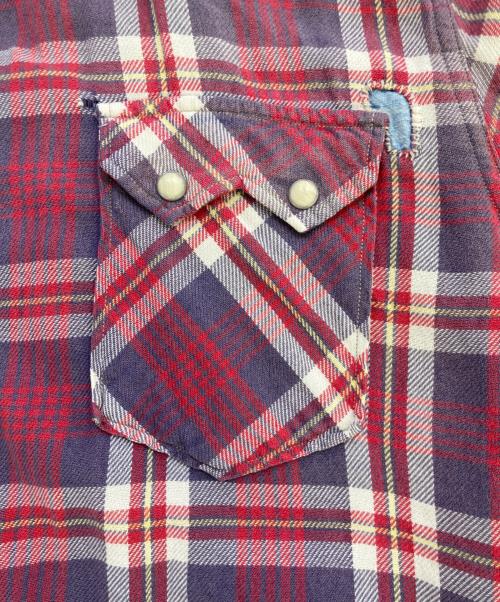POLO RALPH LAUREN（ポロ・ラルフローレン）POLO RALPH LAUREN (ポロ・ラルフローレン) リペア加工チェックシャツ レッド×ブルー サイズ:Lの古着・服飾アイテム