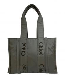 Chloe（クロエ）の古着「WOODY ミディアム トートバッグ　CHC23WS383L41066」｜グレー
