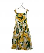 DOLCE & GABBANAドルチェ＆ガッバーナ）の古着「花柄ノースリーブワンピース」｜ホワイト×イエロー