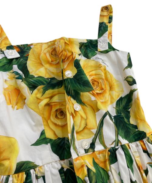 DOLCE & GABBANA（ドルチェ＆ガッバーナ）DOLCE & GABBANA (ドルチェ＆ガッバーナ) 花柄ノースリーブワンピース ホワイト×イエロー サイズ:42の古着・服飾アイテム