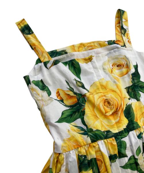 DOLCE & GABBANA（ドルチェ＆ガッバーナ）DOLCE & GABBANA (ドルチェ＆ガッバーナ) 花柄ノースリーブワンピース ホワイト×イエロー サイズ:42の古着・服飾アイテム