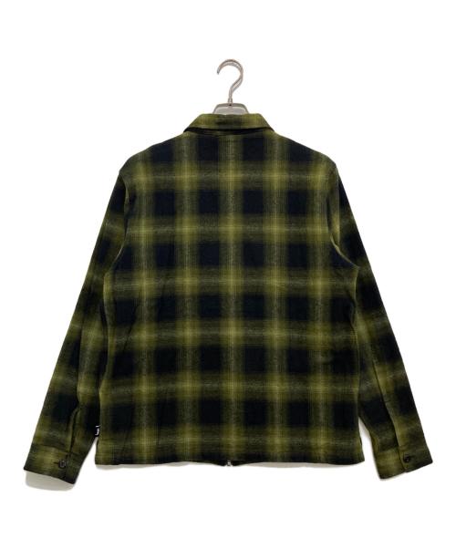 stussy（ステューシー）stussy (ステューシー) zip up shadow plaid shirt　111997 グリーン サイズ:Mの古着・服飾アイテム