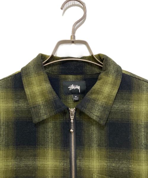 stussy（ステューシー）stussy (ステューシー) zip up shadow plaid shirt　111997 グリーン サイズ:Mの古着・服飾アイテム