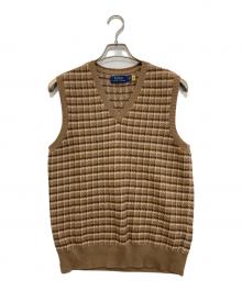 POLO RALPH LAUREN（ポロ・ラルフローレン）の古着「checked cotton cashmere sweater vest」｜ベージュ