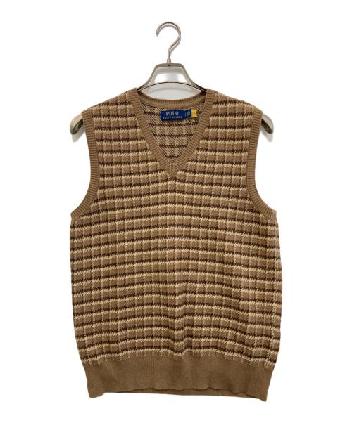 POLO RALPH LAUREN（ポロ・ラルフローレン）POLO RALPH LAUREN (ポロ・ラルフローレン) checked cotton cashmere sweater vest ベージュ サイズ:Sの古着・服飾アイテム