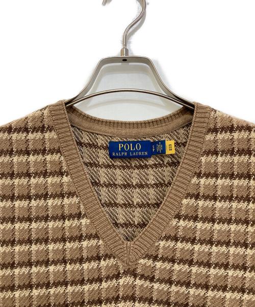 POLO RALPH LAUREN（ポロ・ラルフローレン）POLO RALPH LAUREN (ポロ・ラルフローレン) checked cotton cashmere sweater vest ベージュ サイズ:Sの古着・服飾アイテム
