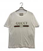 GUCCIグッチ）の古着「ロゴ ウォッシュドオーバーサイズ Tシャツ　440103」｜ホワイト