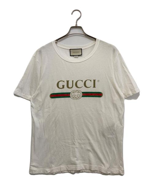 GUCCI（グッチ）GUCCI (グッチ) ロゴ ウォッシュドオーバーサイズ Tシャツ　440103 ホワイト サイズ:Mの古着・服飾アイテム