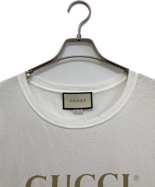GUCCI（グッチ）GUCCI (グッチ) ロゴ ウォッシュドオーバーサイズ Tシャツ　440103 ホワイト サイズ:Mの古着・服飾アイテム