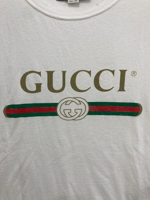 GUCCI（グッチ）GUCCI (グッチ) ロゴ ウォッシュドオーバーサイズ Tシャツ　440103 ホワイト サイズ:Mの古着・服飾アイテム